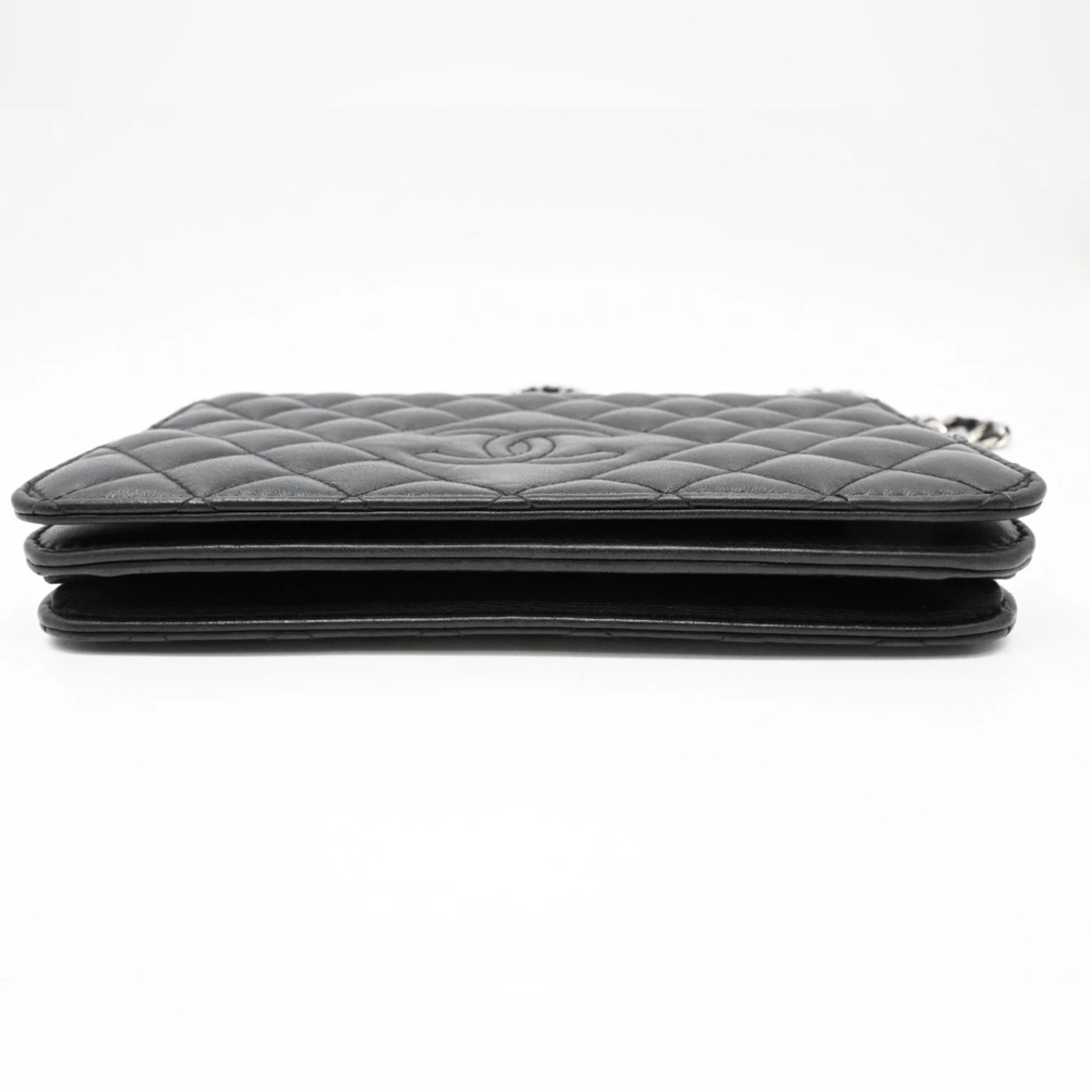 Chanel Quilted Lambskin Leather Diamond CC WOC Clutch Bag Silver Hardware - Picture 7 of 16